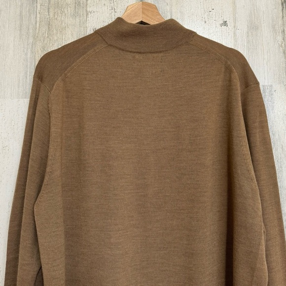 Nordstrom 100% Merino Wool Quarter Zip Sweater Tan Mens Size XL - Picture 7 of 10